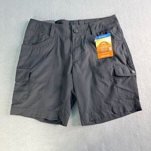Columbia Cloverdale Cargo Shorts Womens 4 Gray Omni-Wick Omni-Shade Hiking New